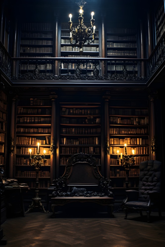 Aestheticism and Philosophy of Art P-5 3 horror scene with eerie library